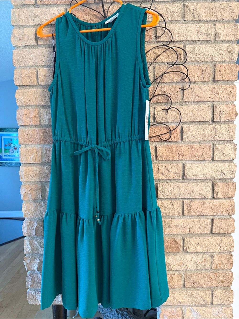 Calvin Klein Green Sleeveless Tiered Midi Dress